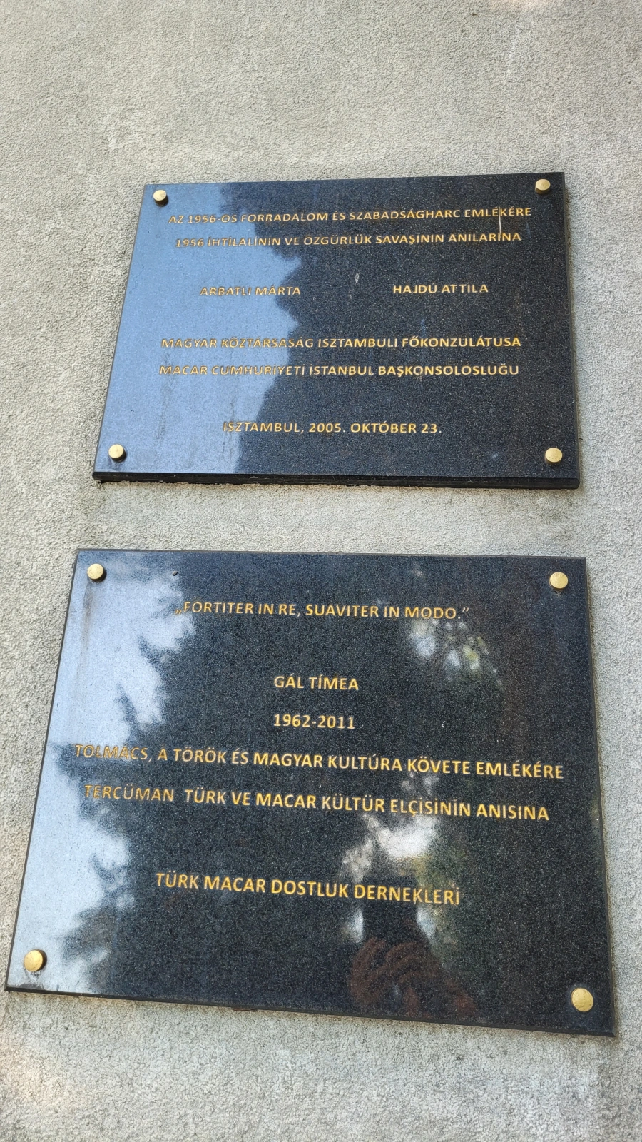 A 1956 memorial plaque at the Feriköy Cemetery in Istanbul